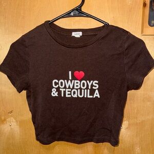 Garage Brown Tee "I ♥ Cowboys & Tequila" Graphic